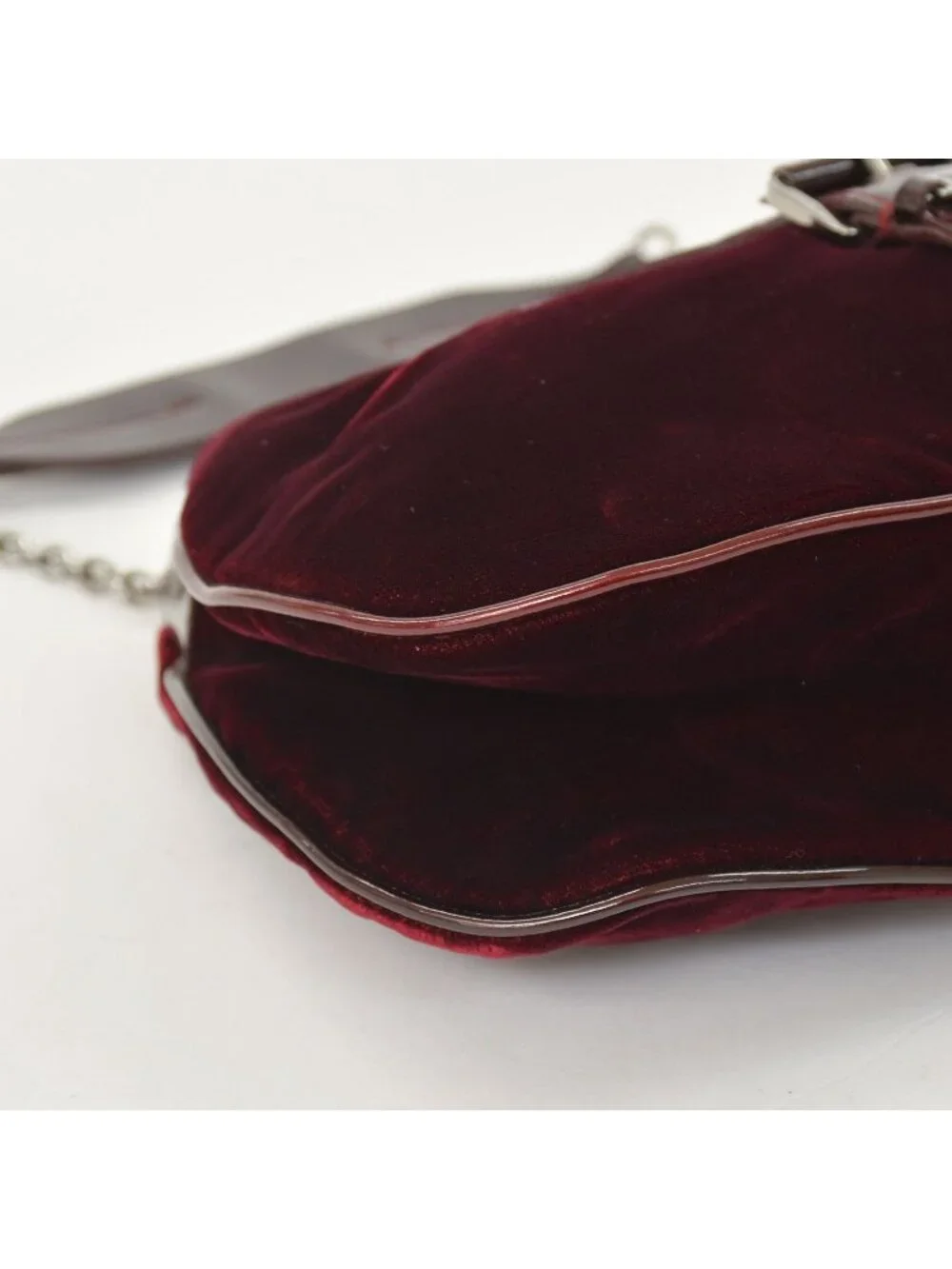 Dior Burgundy Wine Red Velour Bucket Bag Patent Leather